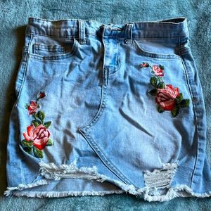 Floral jean skirt